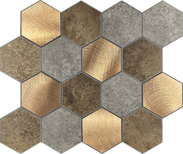 Zelfklevende tegel | Koper Taupe Grijs Hexagon | 29.2x25.4x4mm