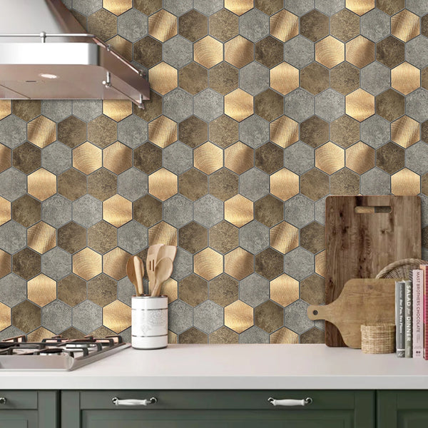 Zelfklevende tegel | Koper Taupe Grijs Hexagon | 29.2x25.4x4mm