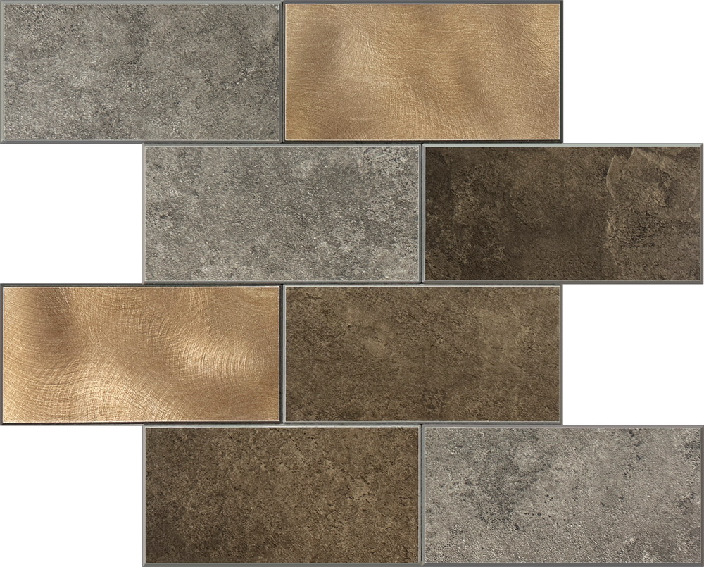 Zelfklevende tegel / plaktegel | Metro koper taupe grijs | 30.5x30.5x4mm