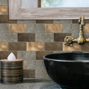 Zelfklevende tegel | Metro koper taupe grijs | 30.5x30.5x4mm