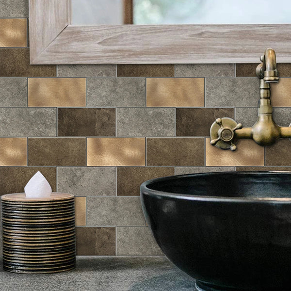Zelfklevende tegel | Metro koper taupe grijs | 30.5x30.5x4mm