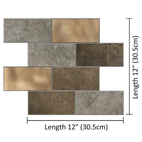 Zelfklevende tegel | Metro koper taupe grijs | 30.5x30.5x4mm