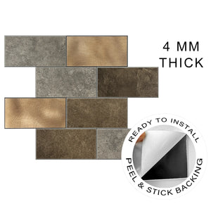 Zelfklevende tegel | Metro koper taupe grijs | 30.5x30.5x4mm