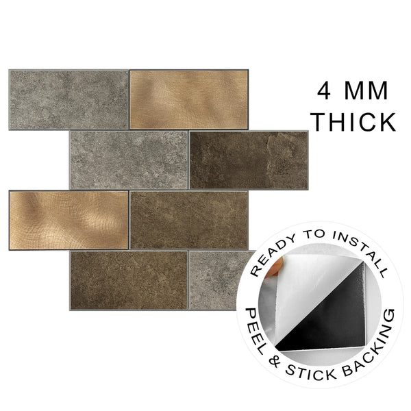 Zelfklevende tegel | Metro koper taupe grijs | 30.5x30.5x4mm