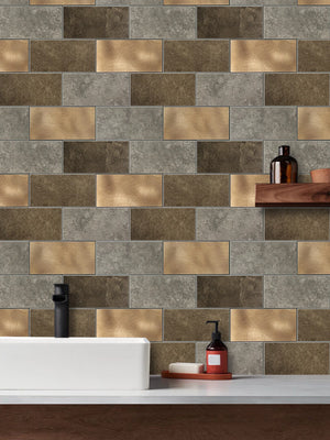 Zelfklevende tegel | Metro koper taupe grijs | 30.5x30.5x4mm
