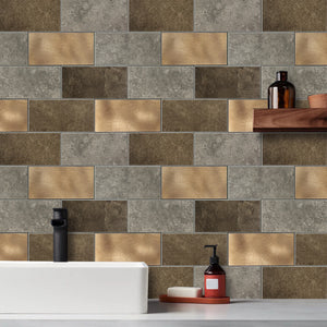 Zelfklevende tegel | Metro koper taupe grijs | 30.5x30.5x4mm