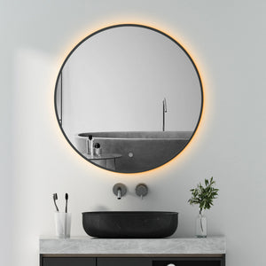LUNA Zwart badkamerspiegel met verlichting - 40 cm