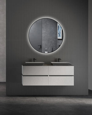 LUNA Zwart badkamerspiegel met verlichting - 80 cm