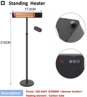 PRO Rechthoek Elektrische Terrasverwarmer / Heater - 2500W