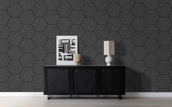 HEXAGON Viltpaneel | Donker Grijs | 280x60