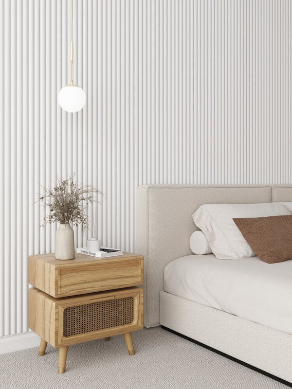 Akoestische Wand Panelen Lattenwand Met Vilt Wit - 270 Cm × 60 Cm
