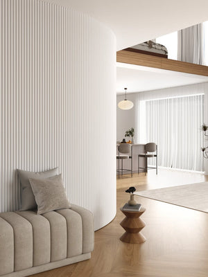 Akoestische Wand Panelen Lattenwand Met Vilt Wit - 270 Cm × 60 Cm