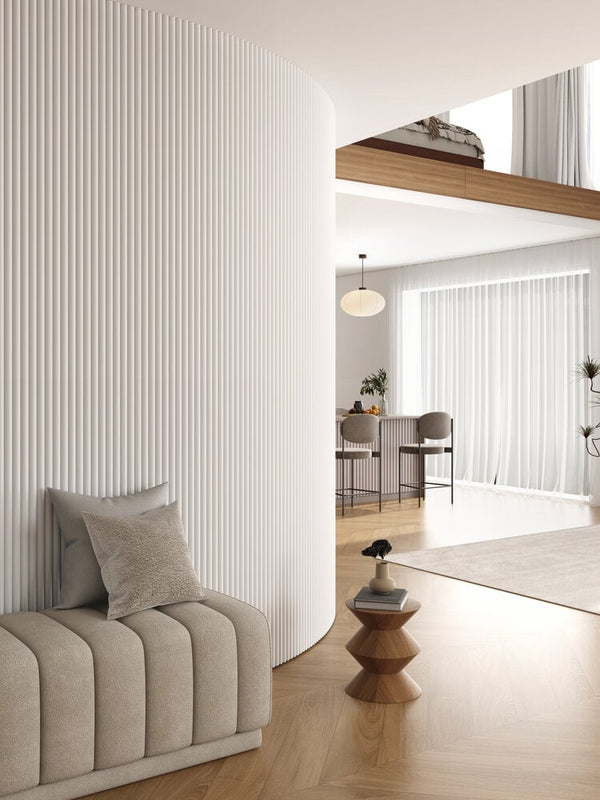 Akoestische Wand Panelen Lattenwand Met Vilt Wit - 270 Cm × 60 Cm