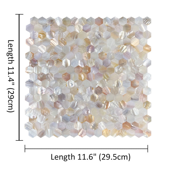 Zelfklevende tegel | Wit pearl hexagon | 305x305x3.3mm