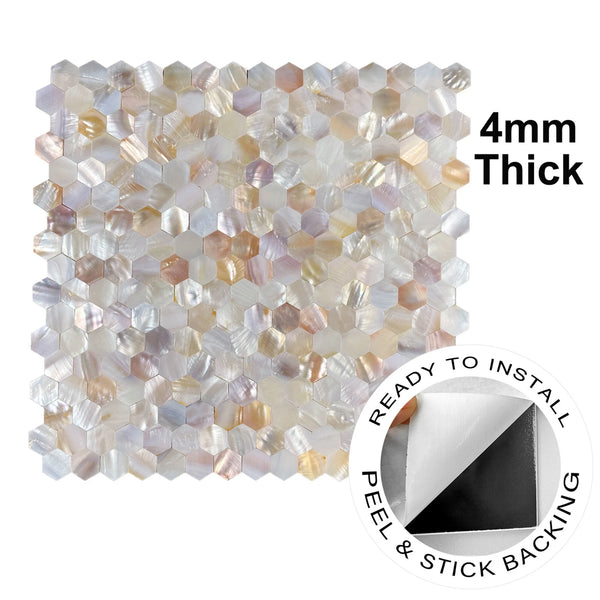 Zelfklevende tegel | Wit pearl hexagon | 305x305x3.3mm