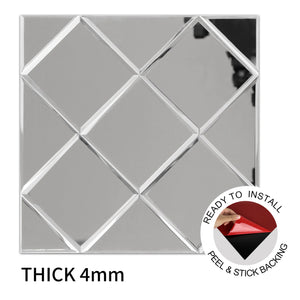 Zelfklevende tegel | Zilver glas | 300x300x4mm