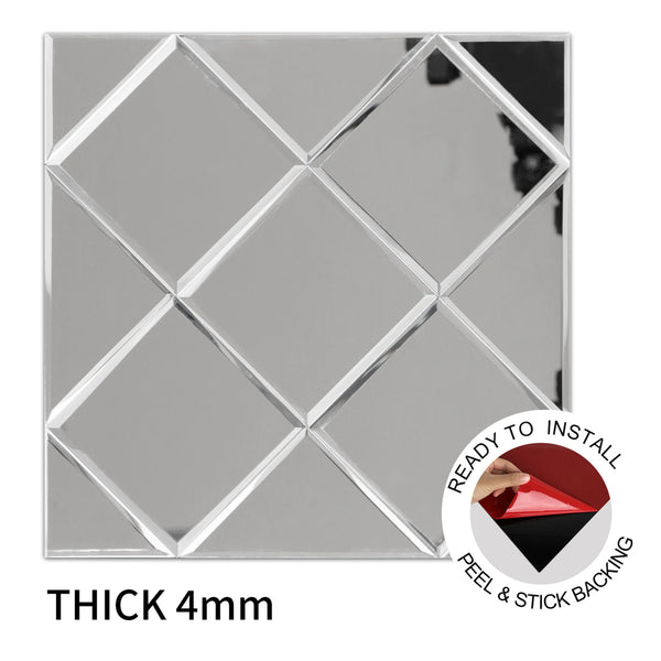 Zelfklevende tegel | Zilver glas | 300x300x4mm