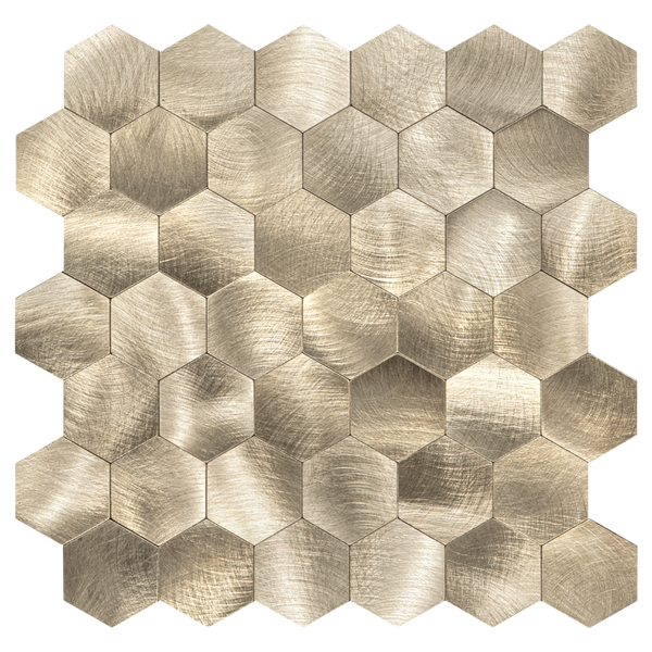 Zelfklevende tegel | Geborsteld goud hexagon | 290x288mm