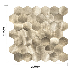 Zelfklevende tegel | Geborsteld goud hexagon | 290x288mm