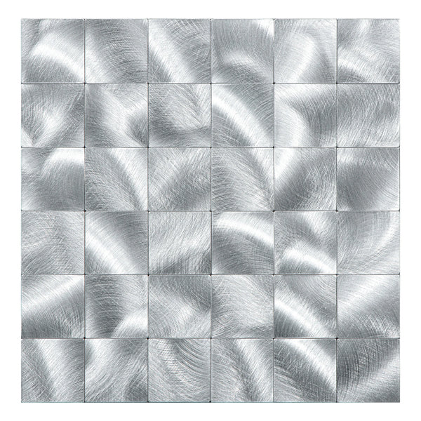 Zelfklevende tegel / plaktegel | Geborsteld zilver blokken | 305x305x4mm
