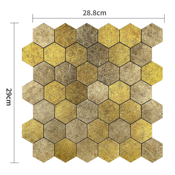 Zelfklevende tegel / plaktegel | Honey stone goud hexagon | 290x288x4mm