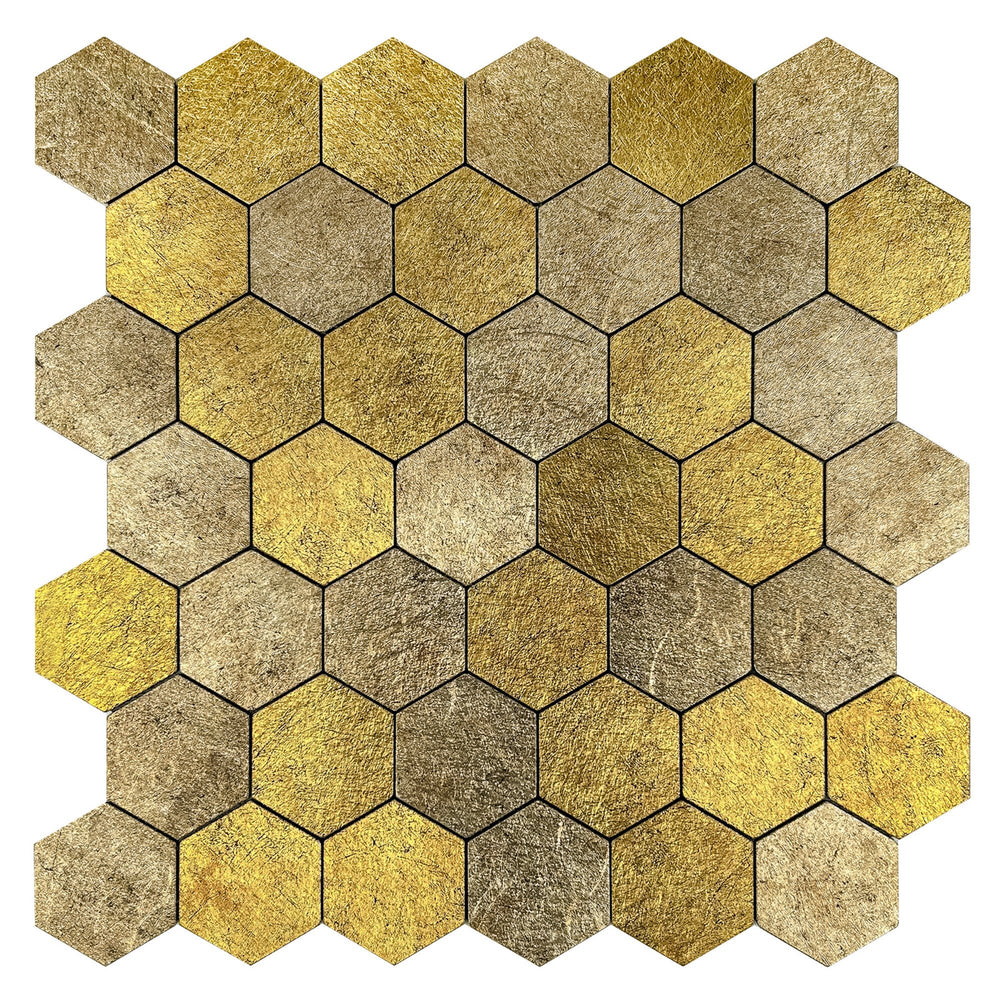 Zelfklevende tegel / plaktegel | Honey stone goud hexagon | 290x288x4mm