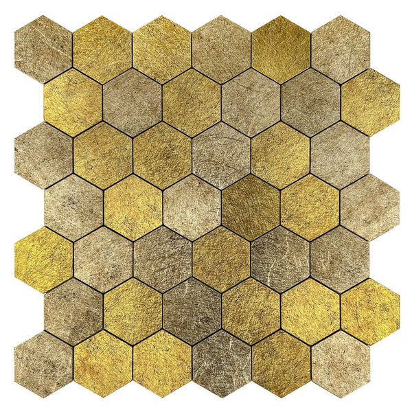 Zelfklevende tegel / plaktegel | Honey stone goud hexagon | 290x288x4mm
