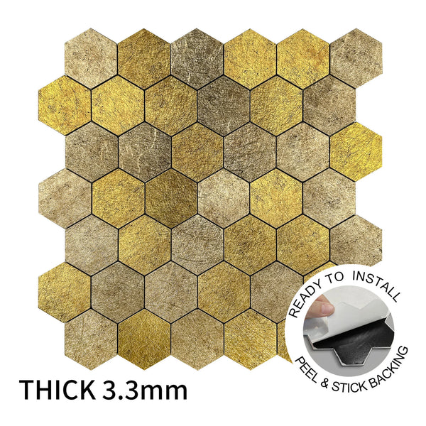 Zelfklevende tegel / plaktegel | Honey stone goud hexagon | 290x288x4mm