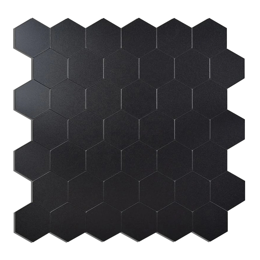 Zelfklevende tegel / plaktegel | Zwart mat hexagon | 290x288x4mm