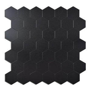 Zelfklevende tegel / plaktegel | Zwart mat hexagon | 290x288x4mm