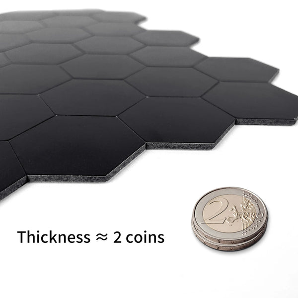 Zelfklevende tegel / plaktegel | Zwart mat hexagon | 290x288x4mm