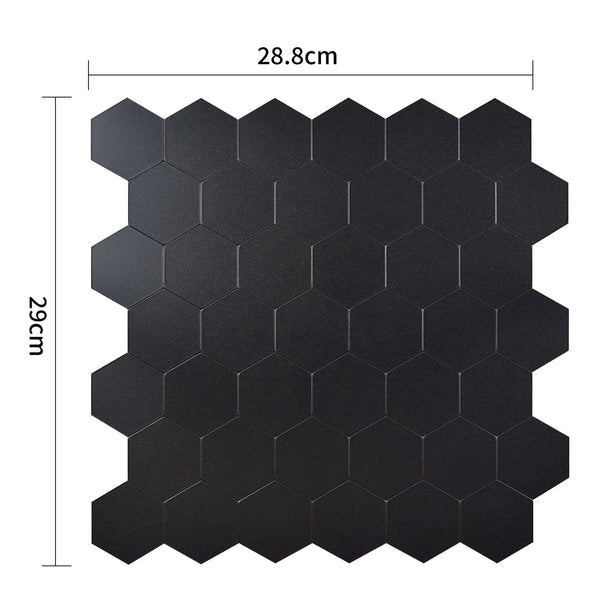 Zelfklevende tegel / plaktegel | Zwart mat hexagon | 290x288x4mm