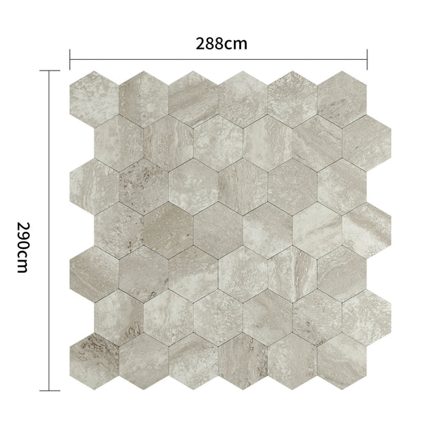 Zelfklevende tegel / plaktegel | Taupe steen hexagon | 290x288x4mm