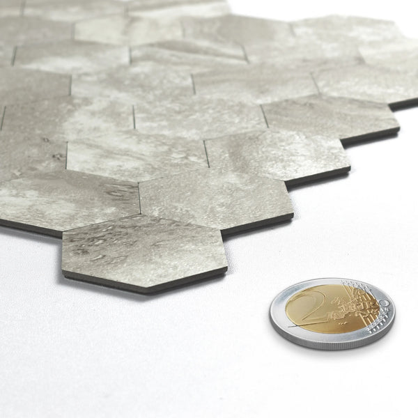 Zelfklevende tegel / plaktegel | Taupe steen hexagon | 290x288x4mm
