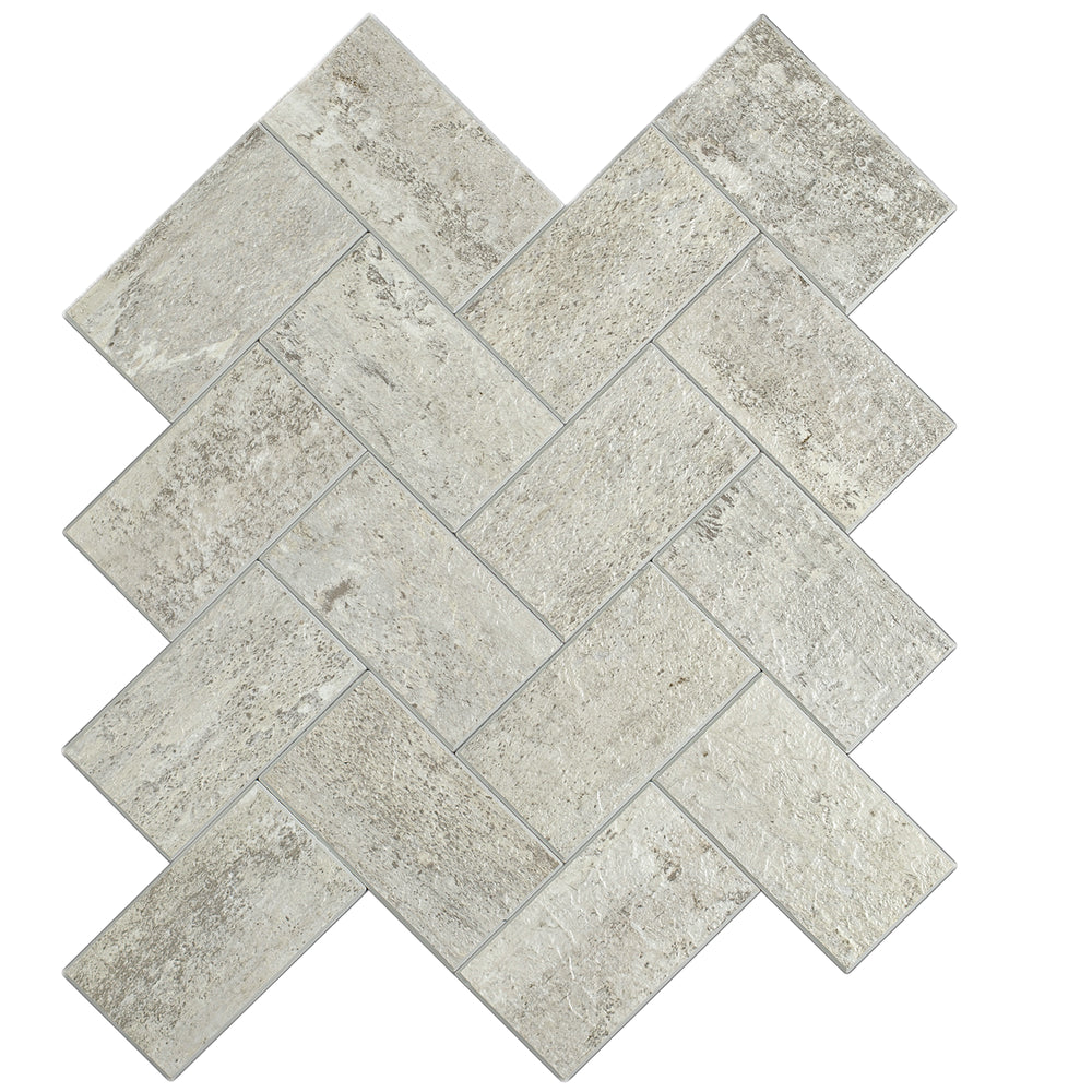 Zelfklevende tegel / plaktegel | Taupe steen visgraat | 295x288x3.3mm