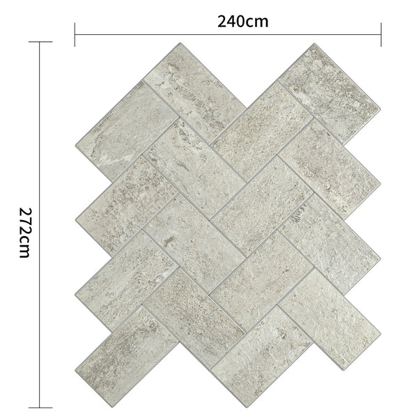 Zelfklevende tegel / plaktegel | Taupe steen visgraat | 295x288x3.3mm