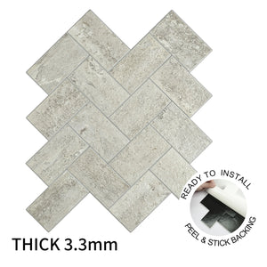 Zelfklevende tegel / plaktegel | Taupe steen visgraat | 295x288x3.3mm