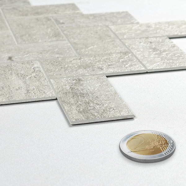 Zelfklevende tegel / plaktegel | Taupe steen visgraat | 295x288x3.3mm