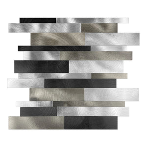 Zelfklevende tegel | Geborsteld zilver zwart wildverband | 303x298x4mm