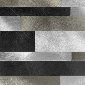 Zelfklevende tegel | Geborsteld zilver zwart wildverband | 303x298x4mm