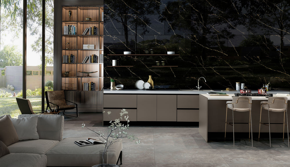 QUA Granite | Lave Dore Hoogglans Marmerlook 60x120 Vloertegel / Wandtegel