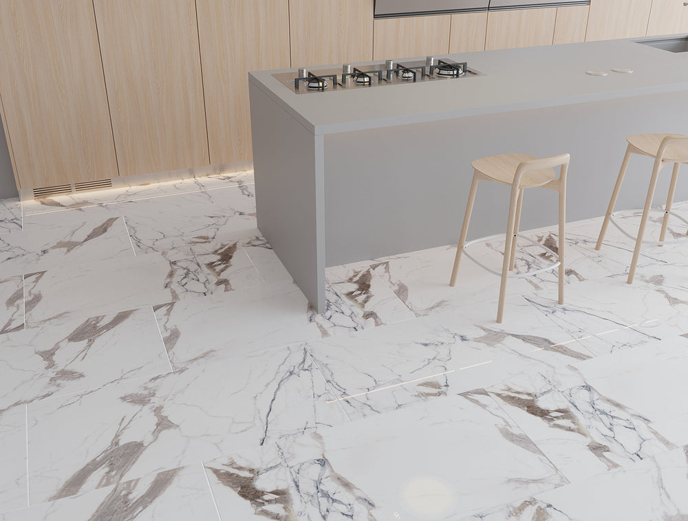 QUA Granite | Paonazzo Halfglans Marmerlook 60x120 Vloertegel / Wandtegel