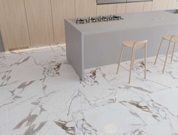 QUA Granite | Paonazzo Halfglans Marmerlook 60x120 Vloertegel / Wandtegel