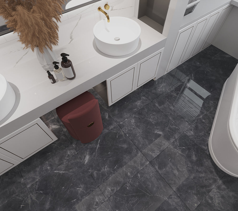 QUA Granite | Pulpis Nero Hoogglans Natuursteenlook 60x120 Vloertegel / Wandtegel