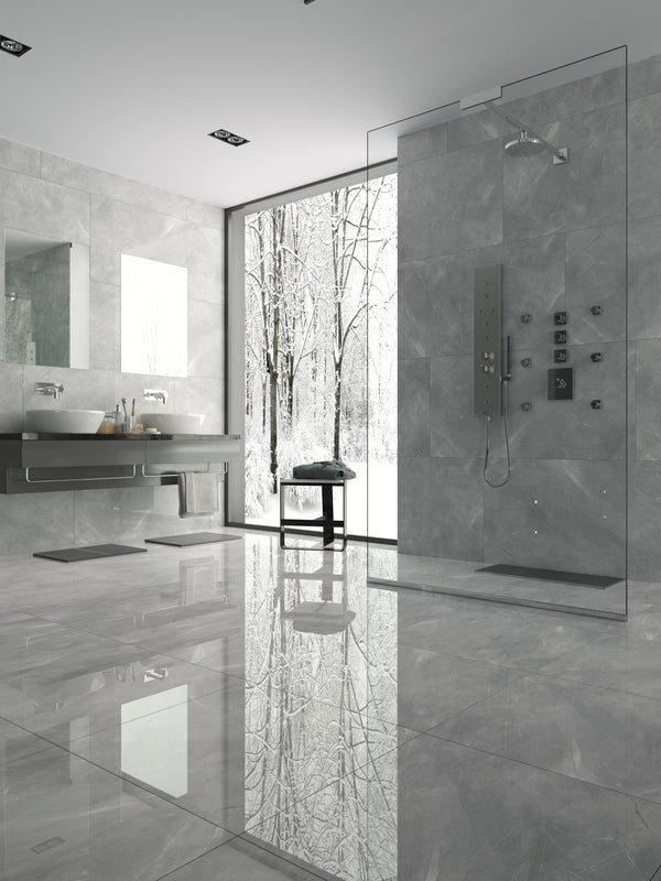 QUA Granite | Pulpis Grey Hoogglans Natuursteenlook 60x120 Vloertegel / Wandtegel