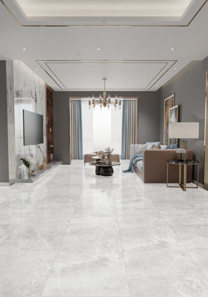 QUA Granite | Hielo Light Hoogglans Natuursteenlook 60x120 Vloertegel / Wandtegel