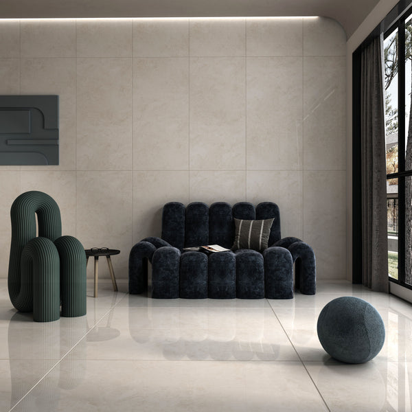 QUA Granite | Nordic Ivory Hoogglans Natuursteenlook 60x120 Vloertegel / Wandtegel