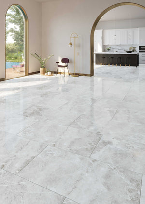 QUA Granite | Hielo Light Hoogglans Natuursteenlook 60x120 Vloertegel / Wandtegel