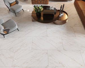 QUA Granite | Mellow Gold Hoogglans Marmerlook 60x120 Vloertegel / Wandtegel