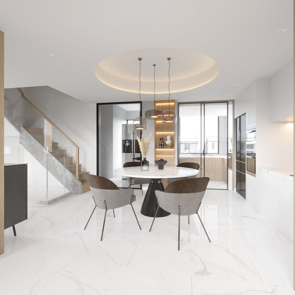 QUA Granite | Marmi Statuario Hoogglans Marmerlook 60x120 Vloertegel / Wandtegel